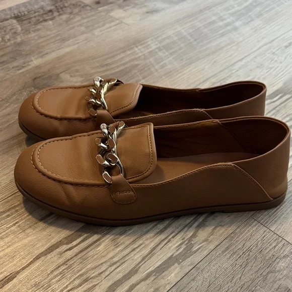 Call it Spring Brown Leather Loafers with Chain Detail - Picture 3 of 7